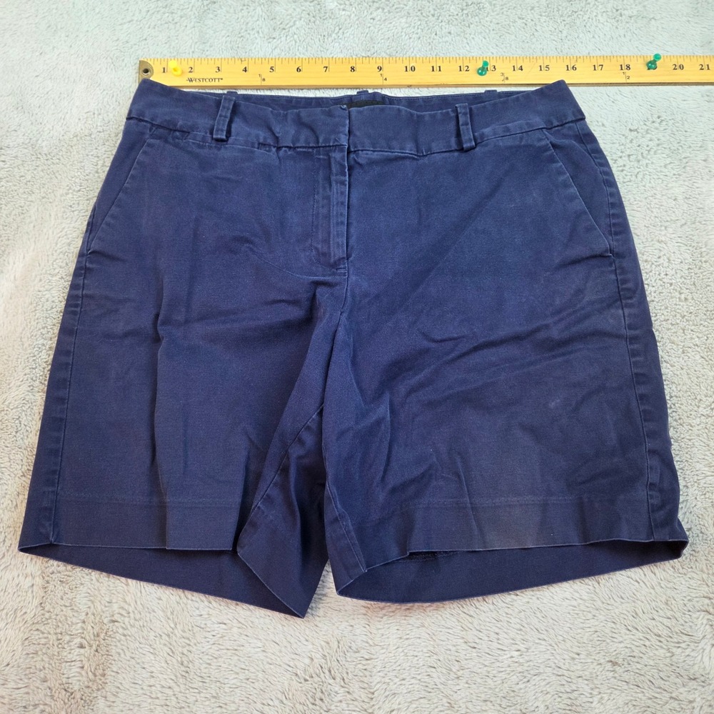 Talbots Chino Shorts Womens Sz 10 Stretch Cotton Twill Flat Front Navy Blue New